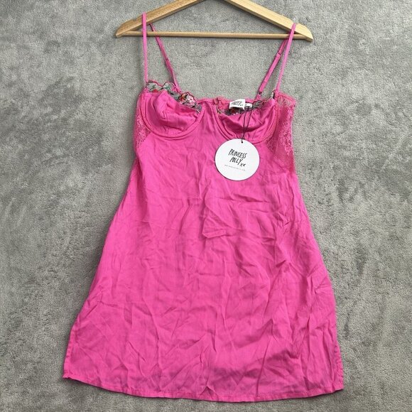Princess Polly Dresses & Skirts - Princess Polly Dress Womens 4 Floreto Mini Pink Floral Lace Thin Strap Summer